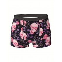 Men's Halloween Skull Horror Pattern Fashion Novelty Boxer Briefs Shorts - Sexy, Breathable, Comfy, Stretchy Underwear