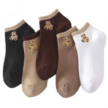 Women's 5 Pairs Cute Graphic Ribbed Knit Breathable Ankle Socks