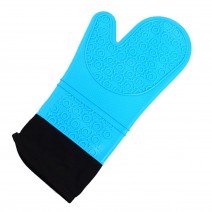 Oven Glove with Inner Cotton Layer Heat Resistant Oven Mitts Insulated Non-Slip Gloves Microwave Silicone Gloves for Cooking Baking Smoker Fireplace