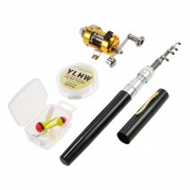 Fishing Rod Reel Combo Set Mini Telescopic Portable Pocket Pen Fishing Rod Pole + Reel Aluminum Alloy Fishing Line Soft Lures Baits Jig Hooks