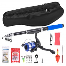 Fishing Reel Rod Combo Telescopic Fishing Rod and Spinning Reel Set Baits Hooks Fishing Bag Kit Fishing Tackle Set