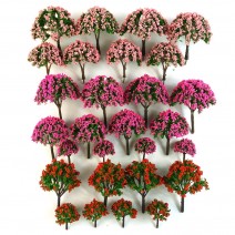 28pcs Model Trees Mixed Colorful Model Tree Green Mini Tree Set Architectura Model Trees DIY Scenery Landscape Trees