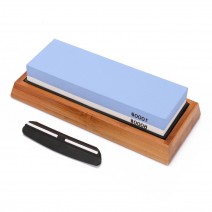 1000/6000 Grit Double-sided Whetstone with Bamboo Holder Angle Guide for Cutter Sharpening