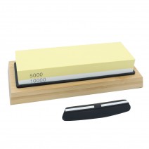 5000/10000 Grit White Corundum Double-sided Whetstone with Bamboo Base Angel Guide for Cutter Sharpening