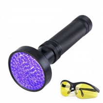 UV Flashlight Pet Urine Detector Black Light 100 LED 395NM Blacklight with UV Sunglasses Handheld Detector for Dog Cat Dry Stains Bed Bug Scorpion Currency Detective