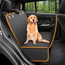 Dog Back Seat Cover Protector Universal Waterproof Scratchproof Anti-Slip Car Seat Cover for Pets, Car Seat Protector Foldable Car Pet Scratchproof Hammock Orange