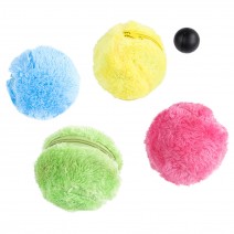 Pet Dog Cat Automatic Roller Ball Toy Dog Plush Toy Motion Activated Ball Pet Interactive Toy with 4 Coral Velvet Covers