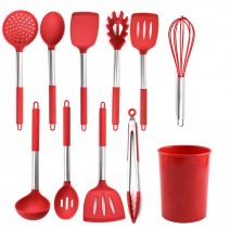 Kitchen Utensil Set, Silicone Heat-Resistant Kitchen Cooking Tools with Holder, 11pcs Non Stick Kitchen Utensils