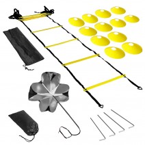 Speed Agility Training Kit Agility Ladder Football Ladder with 12-Rung with 12 Cones and 4 Stakes Football Training Equipment Speed Agility Training Kit for Football Basketball Baseball Hockey