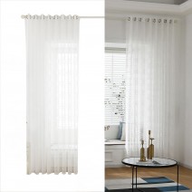 White Sheer Voile Window Curtain with Ring Top for Kitchen, Bedroom and Living Room (1 Panel,39