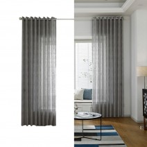 Sheer Voile Window Curtain with Ring Rod for Kitchen, Bedroom and Living Room (1 Panel,39'' W×51'' L)