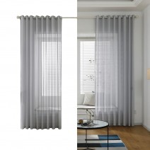 Sheer Voile Window Curtain with Ring Rod for Kitchen, Bedroom and Living Room (1 Panel,39'' W×51'' L)