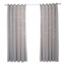 2Pcs Window Curtain Hollowed Out Stars Shading Curtain Drape Purdah for Home Living Room Bedroom