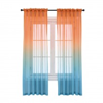 Faux Linen Ombre Sheer Curtains Voile Semi Sheer Curtains for Bedroom Living Room Set of 2 Curtain Panels（52*84in）